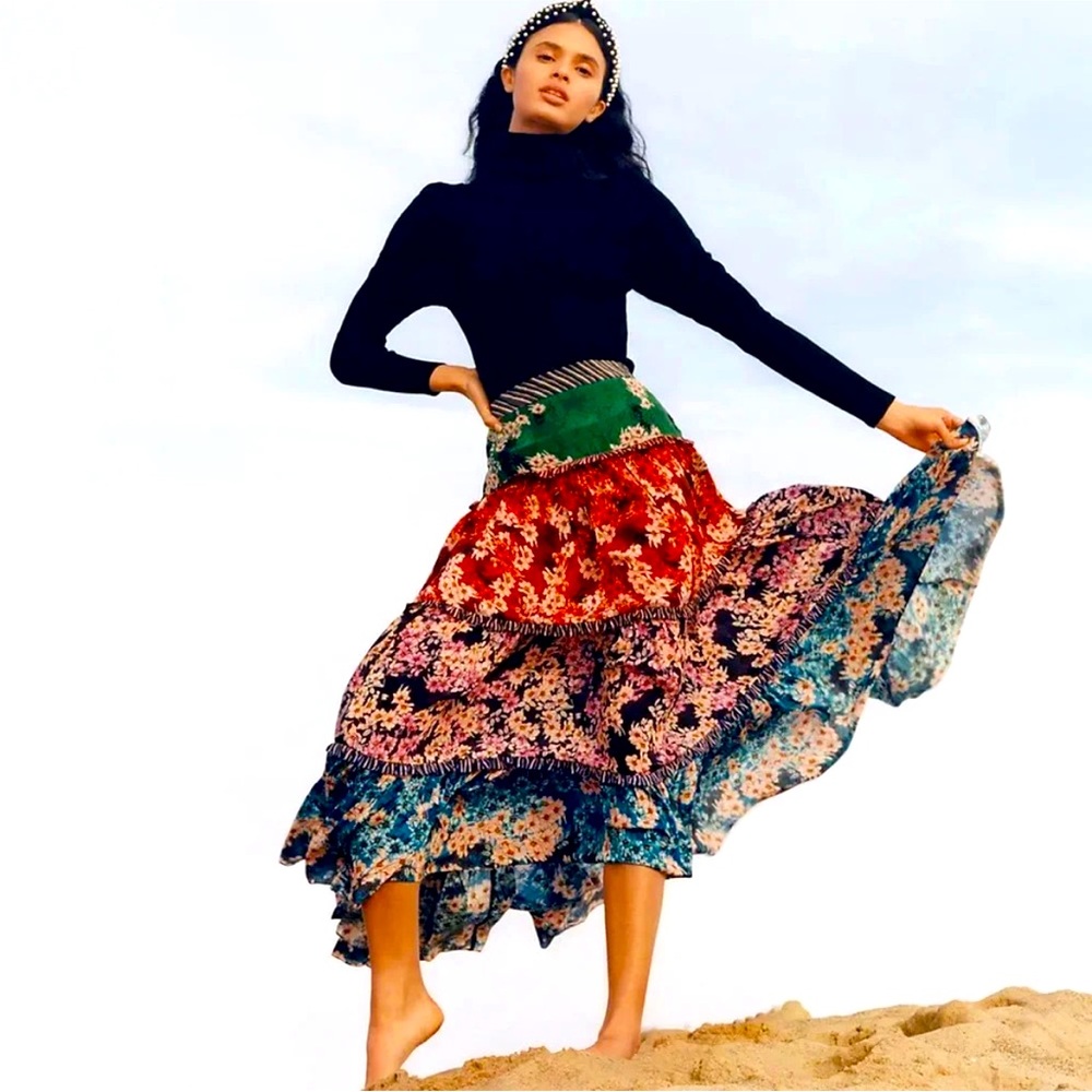 Anthropologie Bhanuni by Jyoti Anarosa Tiered Maxi Skirt 2